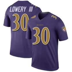 Men's Reuben Lowery III Baltimore Ravens No.30 Legend Color Rush Jersey - Purple