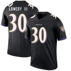 Men's Reuben Lowery III Baltimore Ravens No.30 Legend Jersey - Black