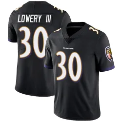 Men's Reuben Lowery III Baltimore Ravens No.30 Limited Alternate Vapor Untouchable Jersey - Black