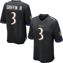 Men's Robert Griffin III Baltimore Ravens No.3 Game Jersey - Black