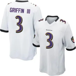 Men's Robert Griffin III Baltimore Ravens No.3 Game Jersey - White