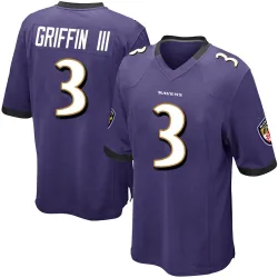 Men's Robert Griffin III Baltimore Ravens No.3 Game Team Color Jersey - Purple