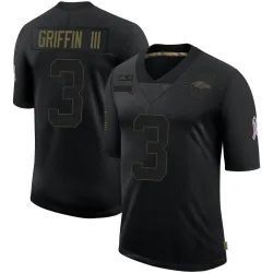 Men's Robert Griffin III Baltimore Ravens No.3 Limited 2020 Salute To Service Jersey - Black