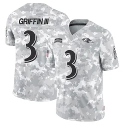 Men's Robert Griffin III Baltimore Ravens No.3 Limited 2024 Salute to Service Jersey - Arctic Camo