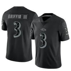 Men's Robert Griffin III Baltimore Ravens No.3 Limited Reflective Jersey - Black