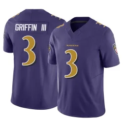 Men's Robert Griffin III Baltimore Ravens No.3 Limited Vapor F.U.S.E. Jersey - Purple
