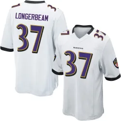 Men's Robert Longerbeam Baltimore Ravens No.37 Game Jersey - White