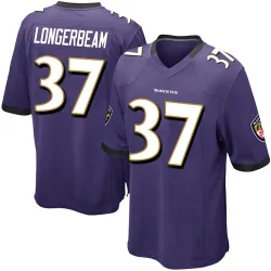 Men's Robert Longerbeam Baltimore Ravens No.37 Game Team Color Jersey - Purple