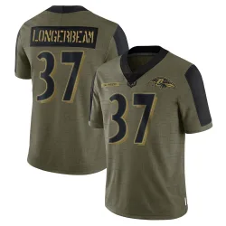 Men's Robert Longerbeam Baltimore Ravens No.37 Limited 2021 Salute To Service Jersey - Olive