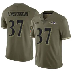 Men's Robert Longerbeam Baltimore Ravens No.37 Limited 2022 Salute To Service Jersey - Olive