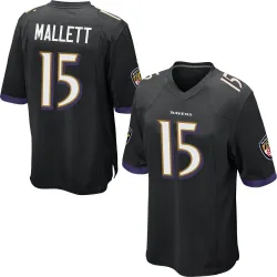 Men's Ryan Mallett Baltimore Ravens No.15 Game Jersey - Black