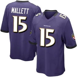 Men's Ryan Mallett Baltimore Ravens No.15 Game Team Color Jersey - Purple