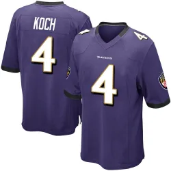 Men's Sam Koch Baltimore Ravens No.4 Game Team Color Jersey - Purple