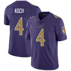 Men's Sam Koch Baltimore Ravens No.4 Limited Color Rush Vapor Untouchable Jersey - Purple