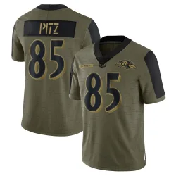 Men's Sam Pitz Baltimore Ravens No.85 Limited 2021 Salute To Service Jersey - Olive