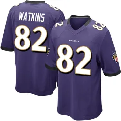 Men's Sammy Watkins Baltimore Ravens No.82 Game Team Color Jersey - Purple