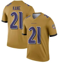 Men's Sanoussi Kane Baltimore Ravens No.21 Legend Inverted Jersey - Gold