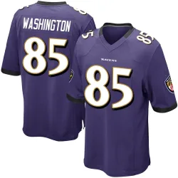 Men's Scotty Washington Baltimore Ravens No.85 Game Team Color Jersey - Purple
