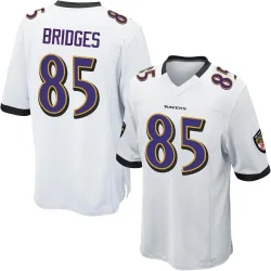 Men's Shemar Bridges Baltimore Ravens No.85 Game Jersey - White