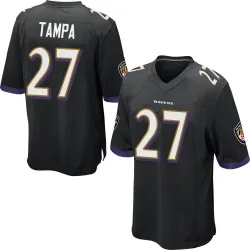 Men's T.J. Tampa Baltimore Ravens No.27 Game Jersey - Black