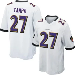 Men's T.J. Tampa Baltimore Ravens No.27 Game Jersey - White
