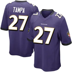 Men's T.J. Tampa Baltimore Ravens No.27 Game Team Color Jersey - Purple