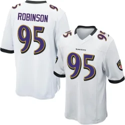 Men's Tavius Robinson Baltimore Ravens No.95 Game Jersey - White