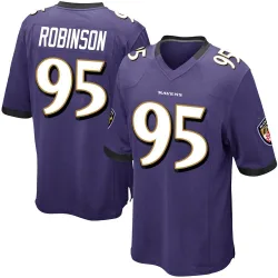 Men's Tavius Robinson Baltimore Ravens No.95 Game Team Color Jersey - Purple
