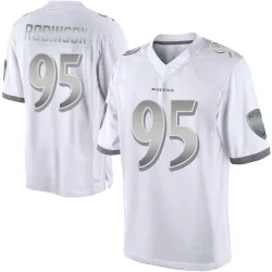 Men's Tavius Robinson Baltimore Ravens No.95 Limited Platinum Jersey - White