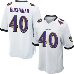 Men's Teddye Buchanan Baltimore Ravens No.40 Game Jersey - White