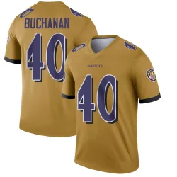 Men's Teddye Buchanan Baltimore Ravens No.40 Legend Inverted Jersey - Gold