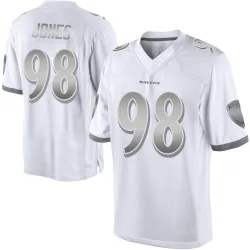Men's Travis Jones Baltimore Ravens No.98 Limited Platinum Jersey - White