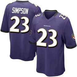 Men's Trenton Simpson Baltimore Ravens No.23 Game Team Color Jersey - Purple