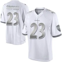 Men's Trenton Simpson Baltimore Ravens No.23 Limited Platinum Jersey - White
