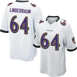 Men's Tyler Linderbaum Baltimore Ravens No.64 Game Jersey - White