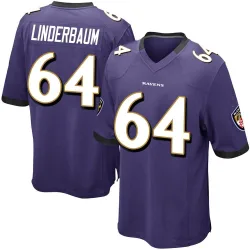 Men's Tyler Linderbaum Baltimore Ravens No.64 Game Team Color Jersey - Purple