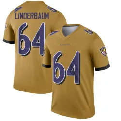 Men's Tyler Linderbaum Baltimore Ravens No.64 Legend Inverted Jersey - Gold