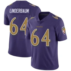 Men's Tyler Linderbaum Baltimore Ravens No.64 Limited Color Rush Vapor Untouchable Jersey - Purple