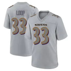 Men's Tyler Loop Baltimore Ravens No.33 Game Atmosphere Fashion Jersey - Gray