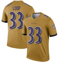 Men's Tyler Loop Baltimore Ravens No.33 Legend Inverted Jersey - Gold