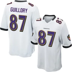 Men's Xavier Guillory Baltimore Ravens No.87 Game Jersey - White
