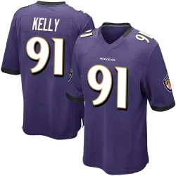 Men's Xavier Kelly Baltimore Ravens No.91 Game Team Color Jersey - Purple