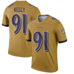 Men's Xavier Kelly Baltimore Ravens No.91 Legend Inverted Jersey - Gold