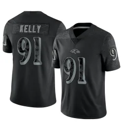 Men's Xavier Kelly Baltimore Ravens No.91 Limited Reflective Jersey - Black