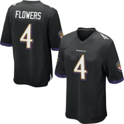 Men's Zay Flowers Baltimore Ravens No.4 Game Jersey - Black