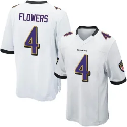Men's Zay Flowers Baltimore Ravens No.4 Game Jersey - White