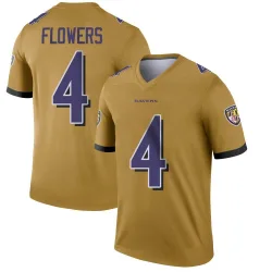 Men's Zay Flowers Baltimore Ravens No.4 Legend Inverted Jersey - Gold