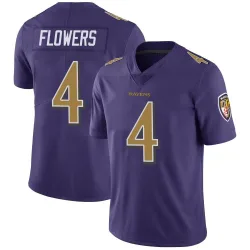 Men's Zay Flowers Baltimore Ravens No.4 Limited Color Rush Vapor Untouchable Jersey - Purple