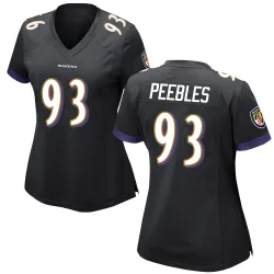 Women's Aeneas Peebles Baltimore Ravens No.93 Game Jersey - Black