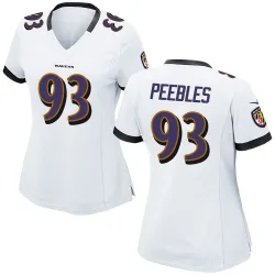 Women's Aeneas Peebles Baltimore Ravens No.93 Game Jersey - White